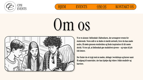 Sektion med eventoversigt fra prototypen