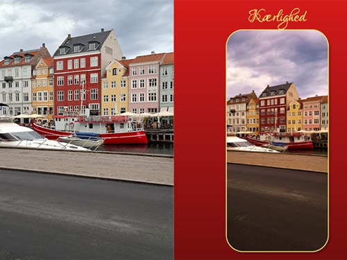 Før- og efter-version af et kærlighedspostkort i Figma