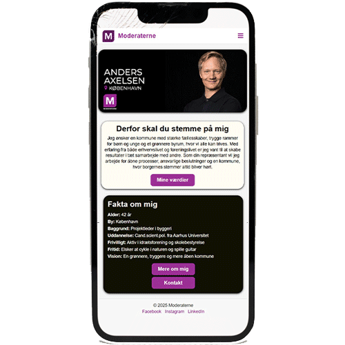 Mobil version af kandidatprojektet