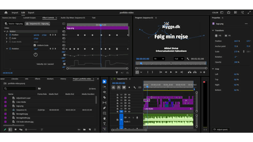 Udklip fra redigering i Premiere Pro